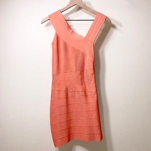 bebe Peach Pink Bandage Asymmetric Dress